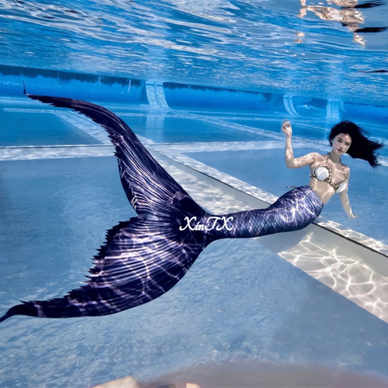 Marine Aquarium - Erwachsenen-Meerjungfrauenflossen-Badeanzug mit Meerjungfrauenohren für Cosplay, Aquarium,