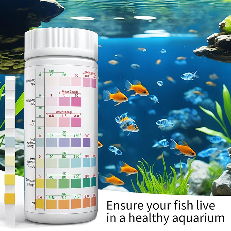 Reef Aquarium - Aquarium-Wasserteststreifen 8 in 1, breiter Testbereich,